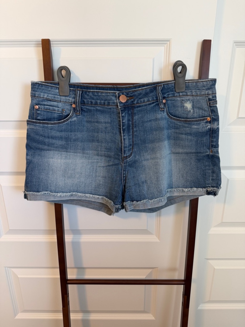 See Thru Soul Faded Blue Denim Cutoff Shorts